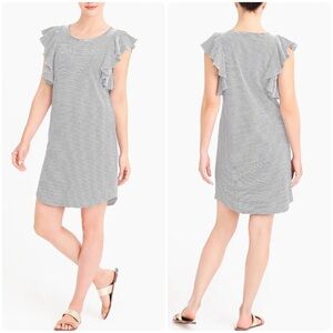 J. Crew Factory Black & White Ruffle Sleeve T Shirt Dress Size XL